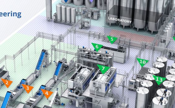 Complete technological lines for the production of NFC juices, juice concentrates and fruit purees